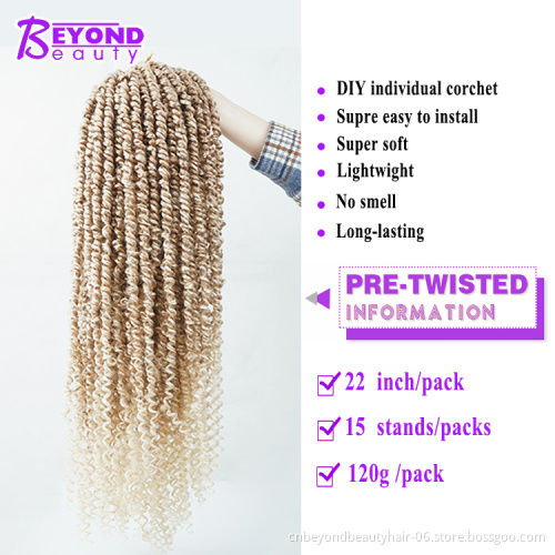 22inches Pre-looped Fluffy Crochet Braid Hair Ombre Synthetic Braiding Hair 15strands Pre Twisted Passion Twist Crochet Hair